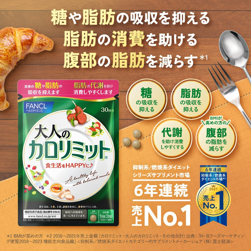 日本FANCL芳珂 成人熱量限制 脂肪代謝錠90粒(30日份):圖片 2