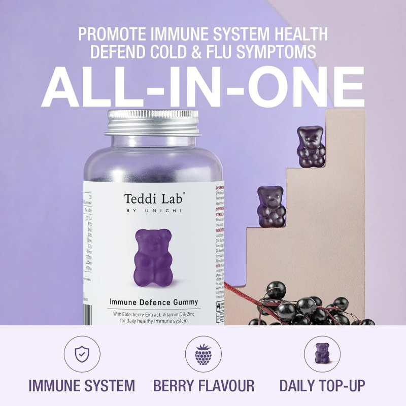 澳洲 Unichi Immune Defence Gummy 黑接骨木免疫力小熊軟糖 60粒:圖片 3