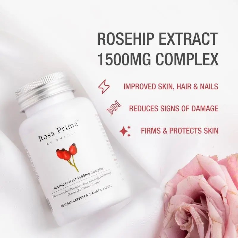 澳洲 Unichi Rosa Prima Rosehip Extract Complex 1500mg 玫瑰果油精華膠囊美白丸 60粒:圖片 5