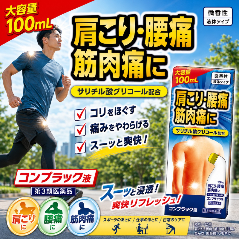 日本Comprac 肌肉酸痛鎮痛外用液100ml(微香型):圖片 5