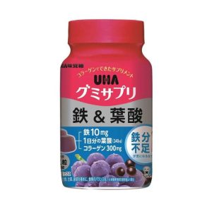 日本UHA味覺糖 鐵和葉酸軟糖補充劑 巴西莓混合口味(30日份)